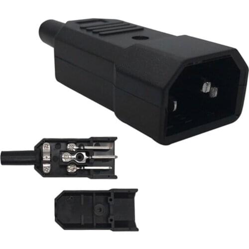 M5TD IEC C14 Male Plug Rewirable Power Connector 3Pin IEC-C14 Socket Computer Power Cable Adapter 10A 250V Black