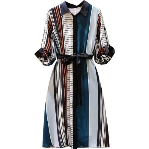 Plus Size office ladies Long Sleeve dresses Pearl Vintage Spring casual dress Women Korean Elegant High Waist A-line Dresses