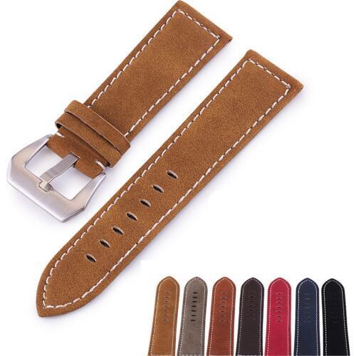 Watchbands Matte Genuine Leather Watch Band Big Stainless Steel Buckle Clasp Watch Band Leather Strap 18mm 20mm 22mm 24mm