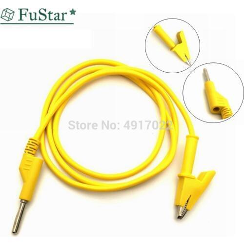 1Pc 1M 4mm Silicone Banana Plug to Crocodile Alligator Clip Test Probe Lead Wire Cable 18AWG Copper Wire PVC Test Wire Connector