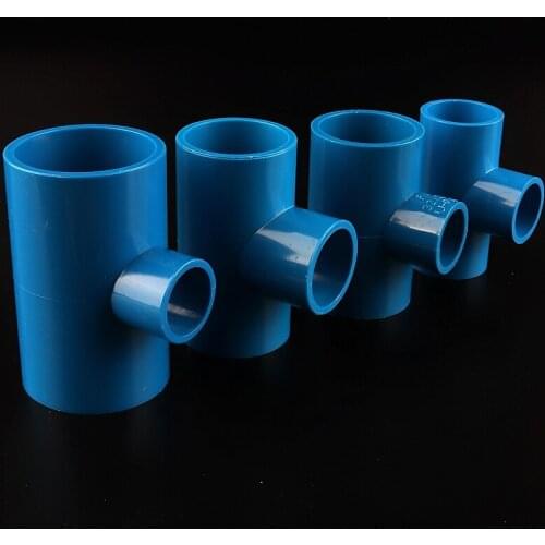 4pcs 63*25mm To 90*75mm Blue Reducing Tee Joints Garden Irrigation Fish Tank Water Pipe Connector PVC Aquariums Accessories