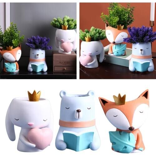 Animal Sculpture Succulent Cactus Flowerpot Plant Pots Home Decor Bear