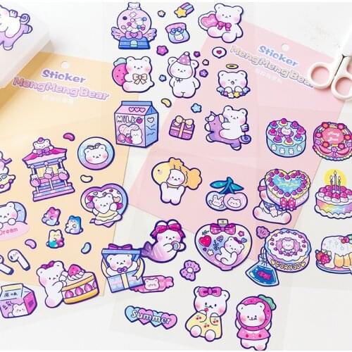 Yisuremia Lovely Meng Meng Bear Kawaii Stickers Scrapbooking DIY Ablum Diary Decorative Stick Label School Stationery
