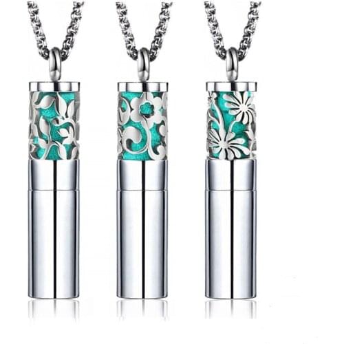 Women Essential Oil Perfume Necklaces Aromatherapy Stainless Steel Pendant Necklace Cremation Urn Christmas Jewelry Gift