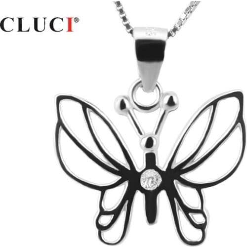 CLUCI Silver 925 Butterfly Pearl Pendant Mounting for Women Necklace Jewelry Making 925 Sterling Silver Pendant Jewelry SP021SB