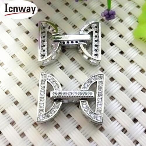 2pcs Rhinestone inlay Gold&silver Plated Clasps 1.5*2cm For DIY bracelet necklace Free shipping wholesale