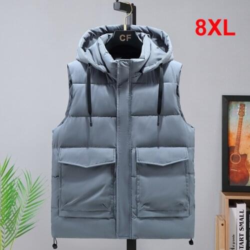 2021 Autumn Winter Thick Vest Men Casual Fashion Solid Color Vests Thick Sleeveless Jacket Coat Male Waistcoat Plus Size 7XL 8XL