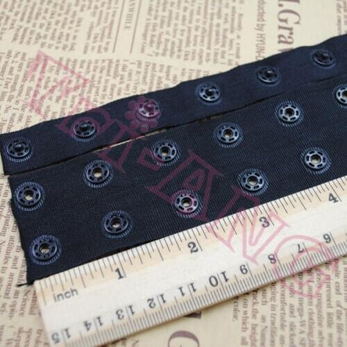 25 yards/lot, Eco-friendly Double-breasted Snap Fastener Tape Round Snap Button Fastener Tape for Garment