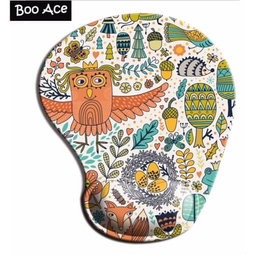 Cartoon Eagle Pattern 3D Mouse Pads with Silicone Gel Wrist Rest Gaming Mousepads 2Way Fabric