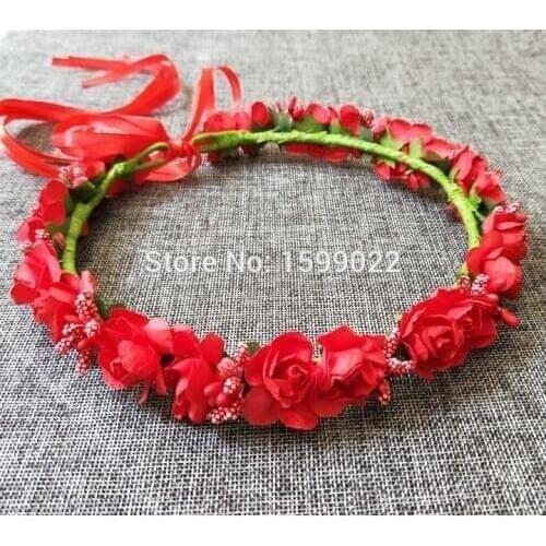 6PCS Hand Craft Retro Wedding Head Flowers Crown Hair Wreath Bride Christmas Headpiece Headbands for Women Girls Children