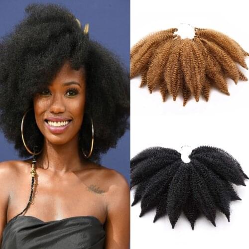 Short Marely Braids 8inch Fluffy Afro Kinky Curl Twist Crochet Braid Hair Yaki Curl Crochet Synthetic Braiding Hair