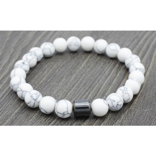 8mm ge2342 adjusted rope Yoga howlite labradorite map Stone white black volcanic lava stone bead Bracelet Magnetite Bangles