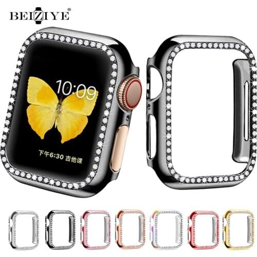 Diamond Case Cover For Apple Watch series 6 SE 5 4 3 2 Screen Protector Bumper Shell frame for iwatch 38mm 42mm 40mm 44mm band
