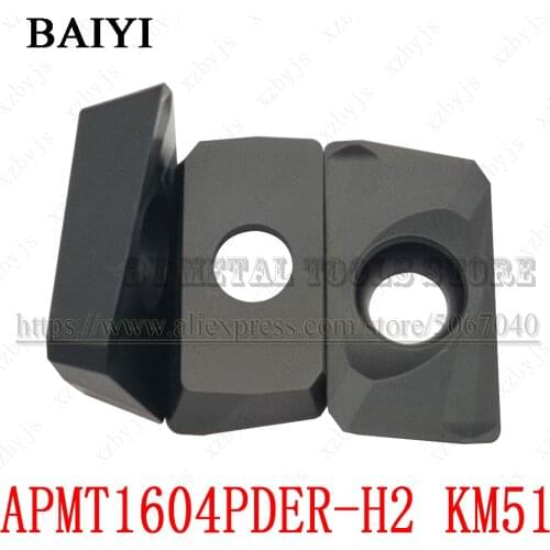 APMT1604PDER-H2 KM51 APMT 1604 PDER square shoulder milling inserts R0.8 indexable blade BAP 400R milling cutter for cast iron