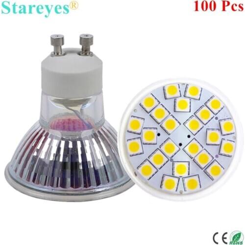 Free Shipping 100 Pcs 5050 SMD 24 LED 5W GU10 E27 MR16 AC110-240V&DC12V LED Spotlight Bulb LED light Downlight lamp lighting