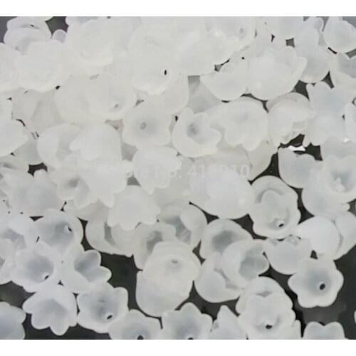 Free shipping-300PCs White Flower Frosted Acrylic Beads End Caps Findings 10x9mm M00504