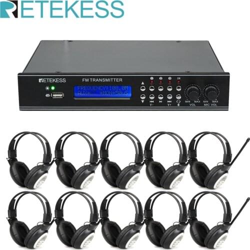 RETEKESS TR510 Wireless FM Transmitter Broadcast Stereo Radio Station+10pcs TR101 Radio For Drive-in Church Meeting Translation