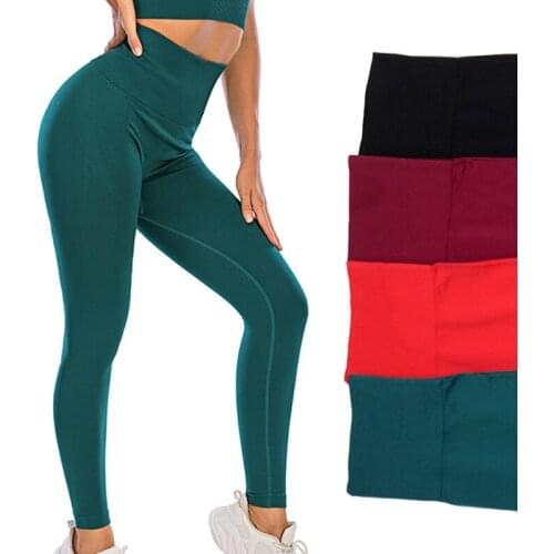High Waist Seamless Yoga Pants Womens Sports Fitness Breathable Soft Tights Push Up Abdomen Curl Leggings