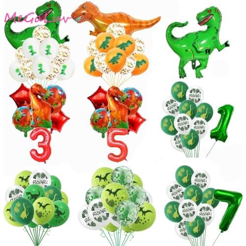 Big Dinosaur Foil Balloons 0-9 Red Number Balony Dinosaur Party Dino Theme Birthday Jungle Jungle Party Decoration Globos