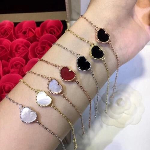 Sweet Coloful Heart Bracelet bangle for women lucky Heart Bracelet Femme Summer Style 925 Sterling-Silver-jewelry wedding