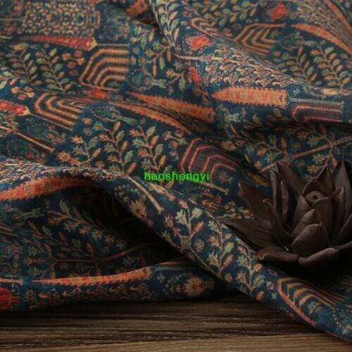 Brand linen high-end printing summer and early autumn ethnic style fabric
