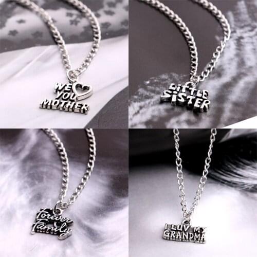 I Love You Mother Chain Pendant Necklace Forever Family Gift Mom Women Jewelry Sister Grandma Necklaces Charm Accessories