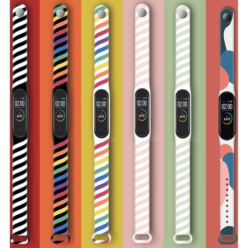 Colorful Strap for Xiaomi mi band 6 4 3 Replacement Bracelet my band strap 5 Cartoon Flowers silicone Wrist Strap mi band3 belt