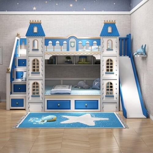 Childrens beds girls boys bunk beds bunk beds solid wood bunk beds slide all solid wood castle multifunctional bed