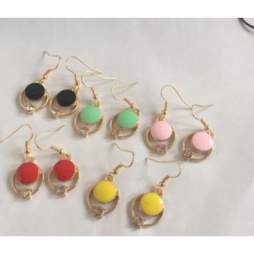 Ea556 Fashion Bohemian vintage geometric round drop oil crystal Simple earrings Female charm jewelry