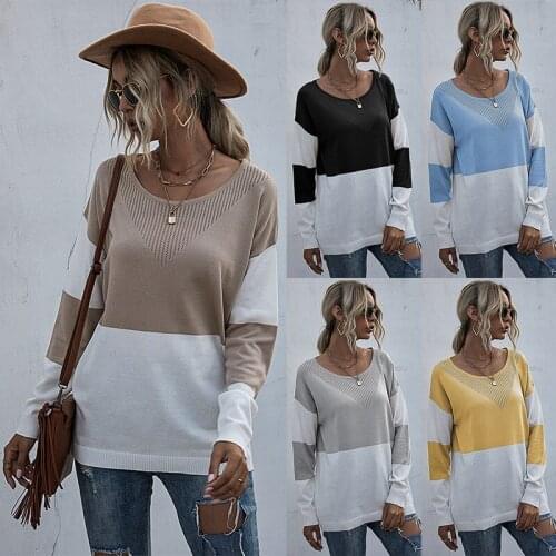 European and American loose round neck bottoming mid-length vintage knitted sweater women casual fall 2021 halloween sweater