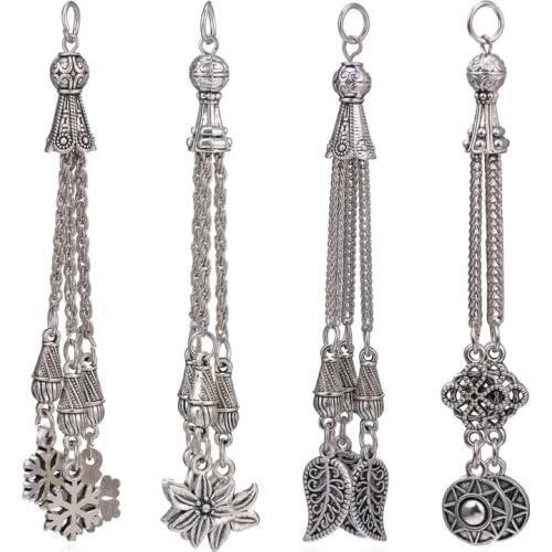 Juya DIY Antique Silver Color Leaf Snowflake Flower Crescent Metal Tassels Brushes Accessories For Handmade jewelry Making
