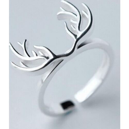 Daisies S925 Sterling Silver Cute Deer Antlers Rings For Women Christmas Gift Elk Ring Sterling-silver-jewelry