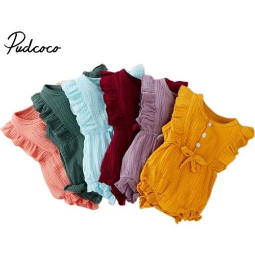 Newborn Infant Baby Girls Romper Hair Band Set, Infants Fly Ruffled Sleeve Jumpsuit Crotch Button One-piece Garment for Baby