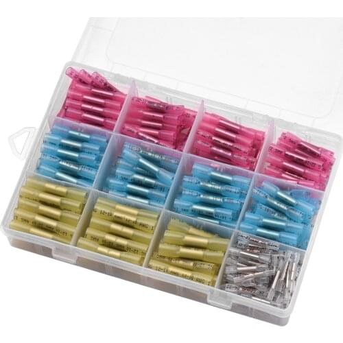 320PCS Heat Shrink Butt Connectors Kit Crimp Electrical Wire Connector Waterproof Insulated Butt Splice Terminal for Automotive