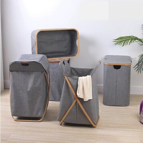 Bamboo Laundry Basket Dirty Clothes Basket Bathroom Laundry Hamper Storage Basket Clothes Organizer for Bedroom Bathroom Storage