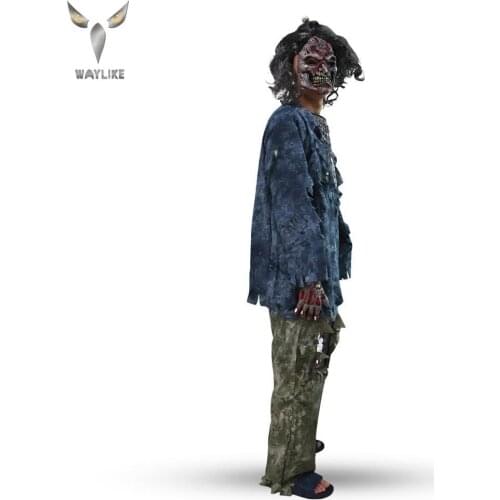 WAYLIKE Halloween Zombie Costume Fancy Dress Cosplay Costume Horror Outfits Scary Party Horrible Corpse Wear