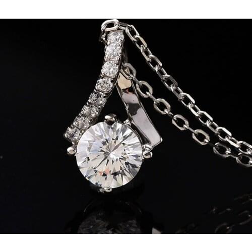 Moissanite Pendant Sterling Silver Pendant 925 Silver 1 Carat Round Moissanite Necklace Chain for Women Certificate