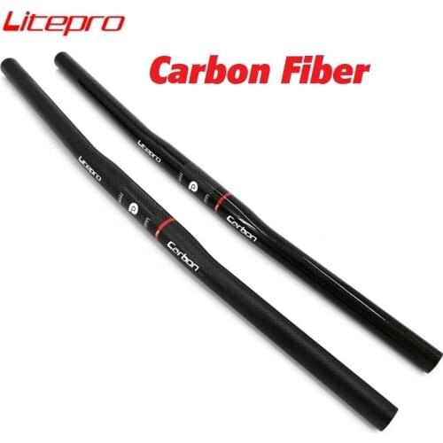 LITEPRO Carbon Fiber Bicycle Handlebar 25.4mm * 580mm Ultralight Horizontal Handlebar Folding Bike Part Cycling