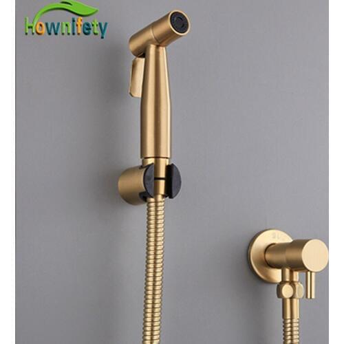 Brushed Gold Bidet faucet Bathroom Single Cold Water wall mount toilet Companion Cleaning Stainless Steel Accessories tap