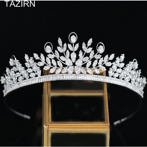 Sweet 5A Cubic Zirconia Tiaras and Crowns Floral Shape CZ Wedding Headpiece Small Quinceanera Party Hair Accessories Women Gift