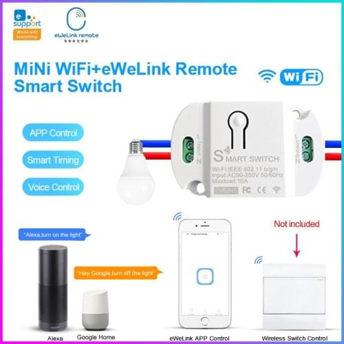 EWeLink Mini WiFi + Bluetooth + 2.4G Remote Control Smart Switch Module Voice Control Work With Alexa Google home Alice