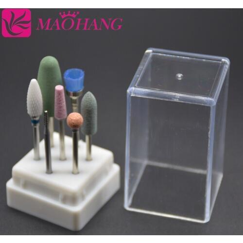MAOHANG 7pcs/set Ceramic milling carbide cutter nail drill bits kits remove quit acrylic gel polish cuticle clean brush