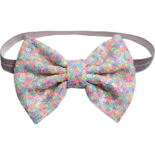 Newest 5inch Embrodery Sequin Glitter Bow with Shiny Hair band Lovely Hair Accessories Shower Party Headwear 20pcs/lot