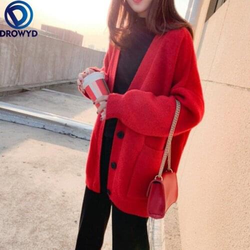 2021 Autumn and Winter New Loose Knit Sweater Coat Jacket Korean Style Lazy Style Sweater Cardigan Trend Kintted Sweater Top