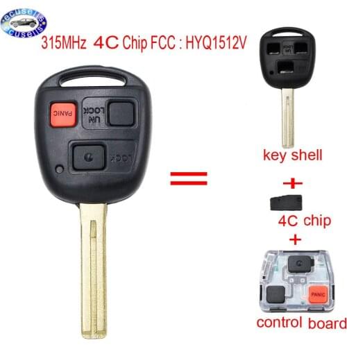 New Replacement Remote Key for Lexus GX470 LX470 With 4C Chip 315MHZ- FCCID : HYQ1512V Uncut Blade