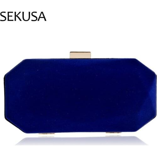 Velvet Women Small Evening Bags Metal Fashion Clutch Purse Shoulder Chain Golden Party Wedding Dinner Handbags