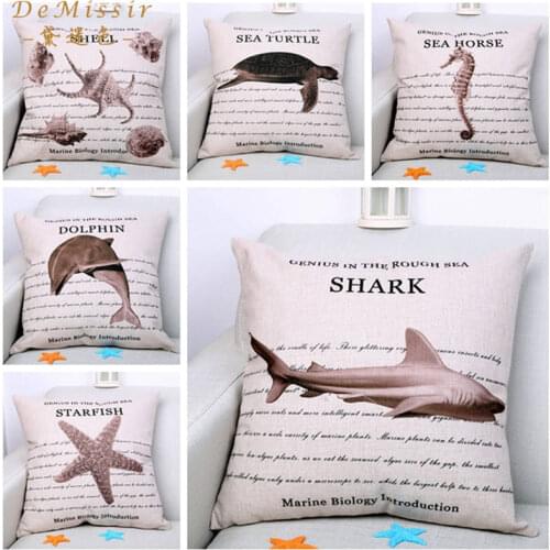 Wholesale Marine life Pattern 45x45cm Cushion Covers Cotton Linen Square throw Pillow Cases Sofa Car Home Decoration