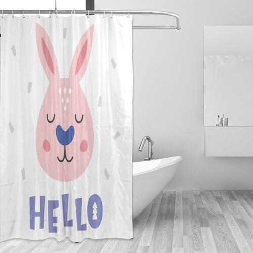 Dropshipping Rabbit Shower Curtains Animal Bath Screens Curtains for Bathroom Waterproof Curtains for Bathroom Decor Customized