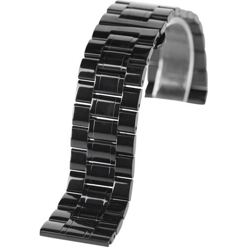 22/ 24/ 26 mm Stainless Steel Mens Watch Band Butterfly Buckle Clasp Business Black Wrist Band Replacement Spring Bars