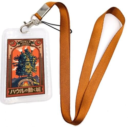 Howls Moving Castle Brown Lanyard Neck Strap Keys ID Card Pass Moblie Phone USB Badge Holder Porte Bus Bank Credit Case Access